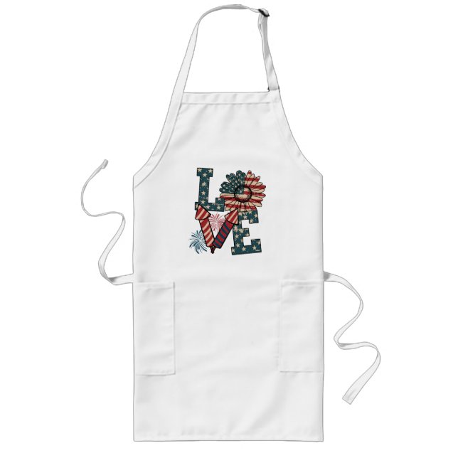 LOVE America Independence Day Long Apron (Front)