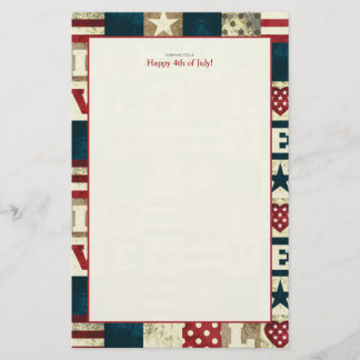 Love America Patriotic 4th of July Stationery