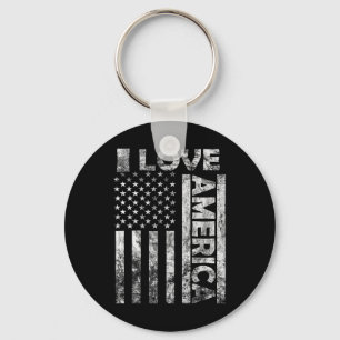Love America Shirt Usa Flag 4th July Independence  Key Ring
