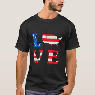 LOVE AMERICA STARS STRIPES RED WHITE BLUE USA FLAG T-Shirt