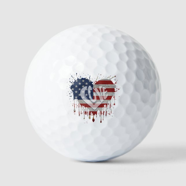 Love American Flag Golf Balls (Front)