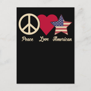 Love American Flag Peace 4th of July Patriotic Postcard