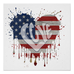 Love American Flag Poster