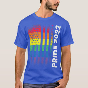 Love American Flag Rainbow USA Gay LGBTQ LGBT Prid T-Shirt