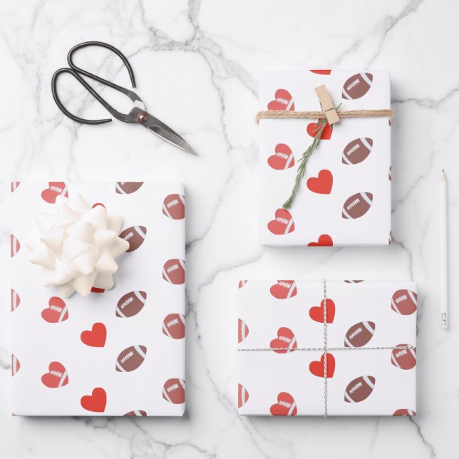 Love American Football - Gridiron Fans Heart Wrapping Paper Sheet (Front)