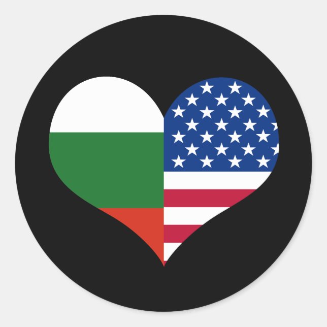 Love American/USA and Bulgarian Flag Classic Round Sticker (Front)