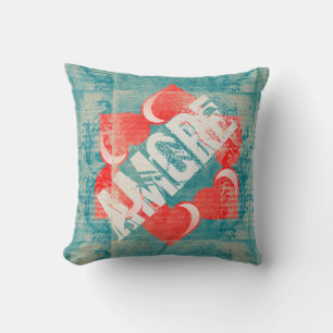 Love, Amore Valentine Hearts Shabby Chic Pillow