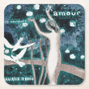 Love (Amour), Maurice Denis Square Paper Coaster