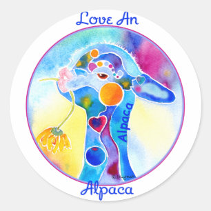 Love An Alpaca T Shirt Purples & Blues Classic Round Sticker