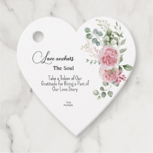 Love Anchors the Soul Peonies Wedding Favour Tag