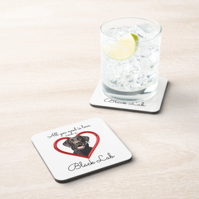 Love and a Black Lab Coaster (Right Side)