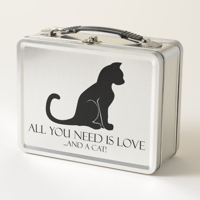 Love and A Cat Metal Lunch Box (Front)