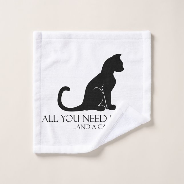 Love and A Cat Wash Cloth (Wash Cloth)
