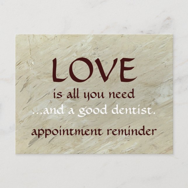 Love And A Good Dentist Appointment Reminder Postcard (Front)