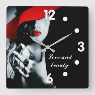 Love and beauty modern  square wall clock