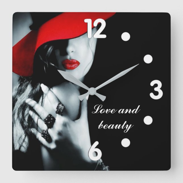 Love and beauty modern  square wall clock (Front)