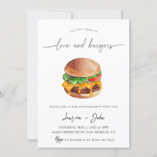 Love and Burgers Engagement Party Invitation