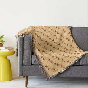 Love and Butterflies in orange diagonal Throw Blanket