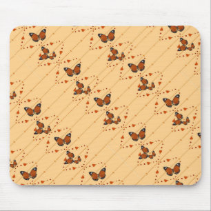Love and Butterflies in orange Mouse Pad
