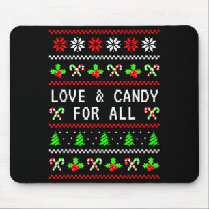 Love And Candy Christmas Candy Cane Ugly Christmas Mouse Pad