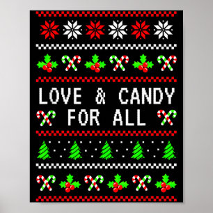 Love And Candy Christmas Candy Cane Ugly Christmas Poster