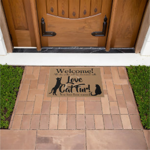 Love and Cat Fur Funny Welcome Doormat