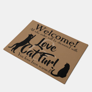 Love and Cat Fur Funny Welcome Doormat
