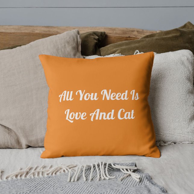 Love And Cat Personalised Cute Quote Gold Cushion (Creator Uploaded)