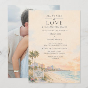 Love and Clearwater Beach Florida Photo Wedding  Invitation