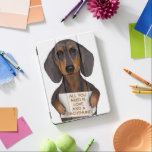 Love and Dachshund iPad Pro Cover<br><div class="desc">Love and Dachshund by FabFunky. Features a cute dachshund holding a "All You Need is Love and a Dachshun" sign. | 191436D</div>