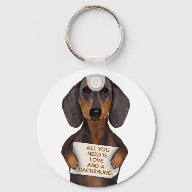 Love and Dachshund Key Ring (Front)