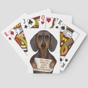 Love and Dachshund Playing Cards