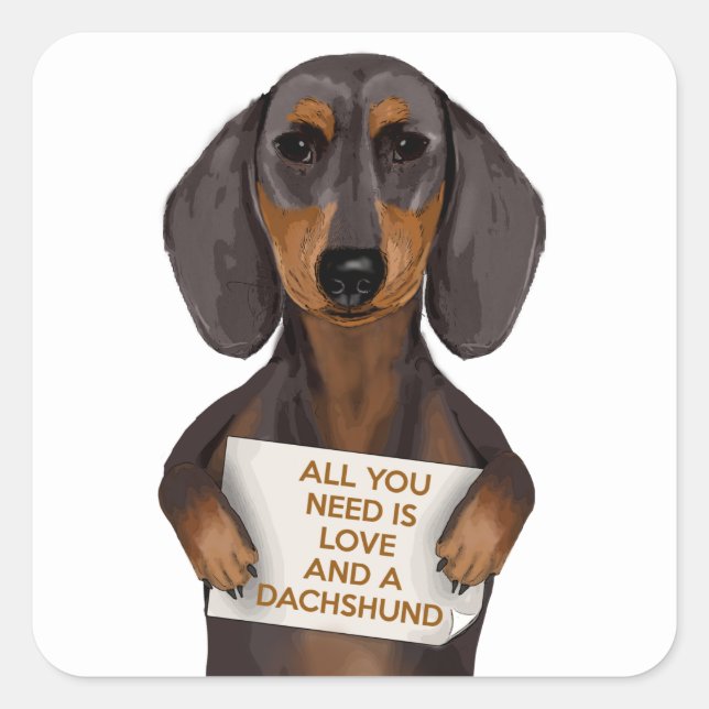 Love and Dachshund Square Sticker (Front)