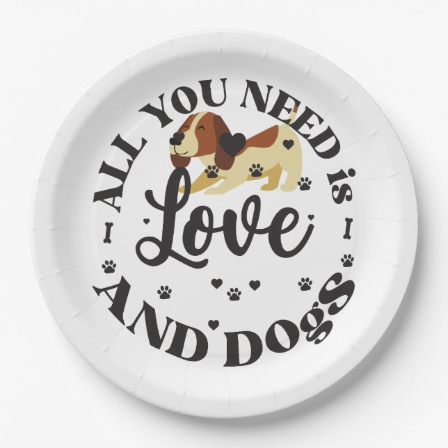 “Love and Dogs” Themed  Paper Plate (Front)