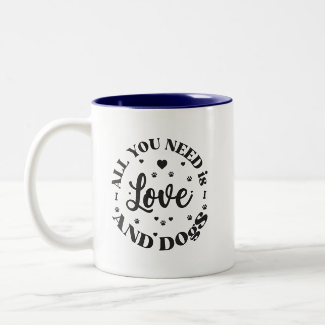  “Love and Dogs” Themed  Two-Tone Coffee Mug (Left)
