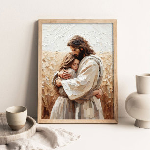 Love and Faith, Christian Wall Art, Jesus Hugging Poster