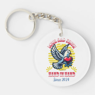 Love And Faith Hand In Hand - 1 Corinthians 16:14 Key Ring