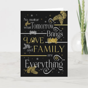 Love and Family Are Everything Silver Gold Black Holiday Card