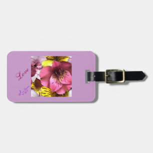 Love and Flowers Luggage Tag with Leather Strap