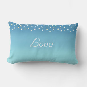 Love and flowers on ocean blue gradient lumbar cushion