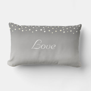 Love and flowers on silver grey gradient lumbar cushion