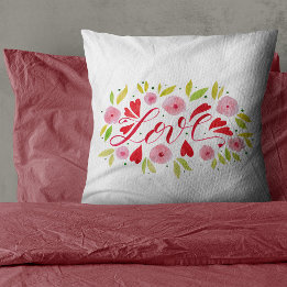Love and flowers - pink and red cushion