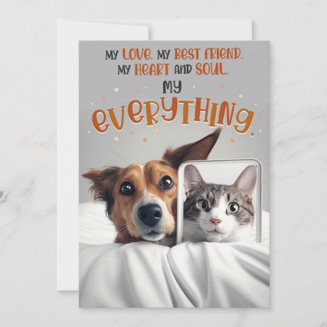 Love and Friendship Card With Dog and Cat (Front)