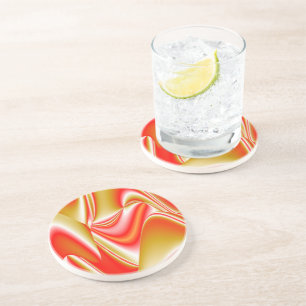 Love and Gold Abstract 3D Rainbowart Coaster