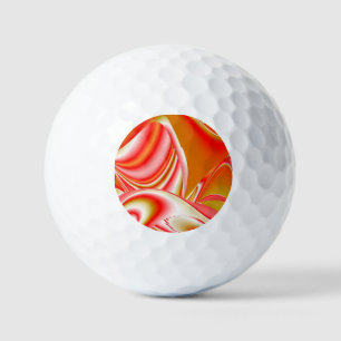 Love and Gold Abstract 3D Rainbowart Golf Balls