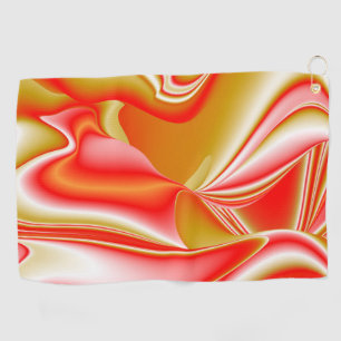 Love and Gold Abstract 3D Rainbowart Golf Towel