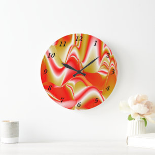 Love and Gold Abstract 3D Rainbowart Large Clock