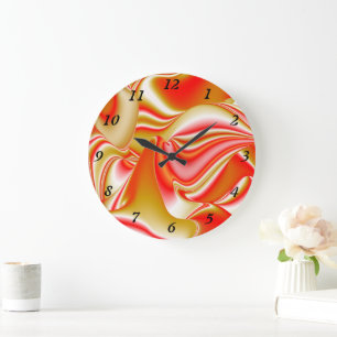Love and Gold Abstract 3D Rainbowart Large Clock