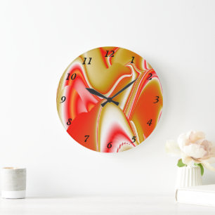 Love and Gold Abstract 3D Rainbowart Large Clock