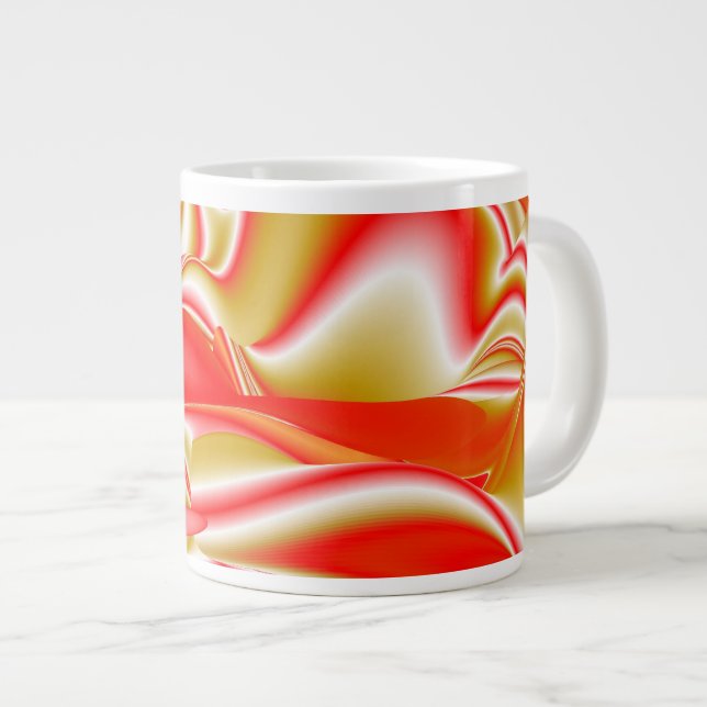 Love and Gold Abstract 3D Rainbowart Large Coffee Mug (Front Right)